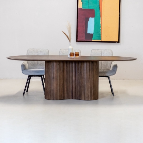 Giga Meubel - Eettafel Ovaal - Donkerbruin - 240cm - Hout