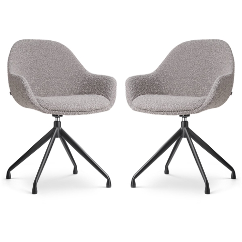 Nolon Nola-Mae Draaibare Eetkamerstoelen Bouclé Taupe - Zwart - 2x