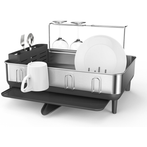 Simplehuman - Afdruiprek met Stalen Frame, Groot, Grijs - Simplehuman