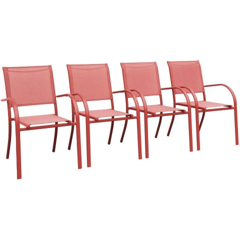 sweeek - Stapelbare tuinstoelen van aluminium en textileen (set van 4)