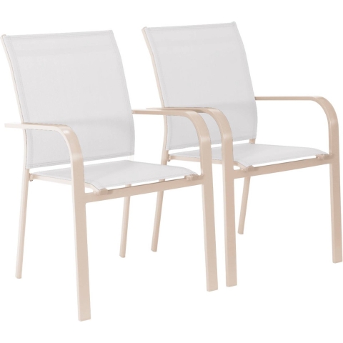 sweeek - Stapelen tuinstoelen van aluminium en textileen (Set van 2)