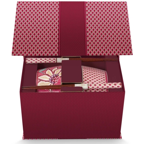 Pip Studio Giftset Oriental - Kommen en Eetstokjes - Roze - 15 cm