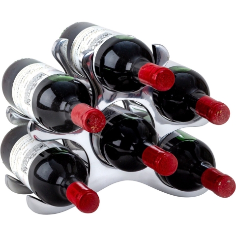 Svenska Living Wijnrek - 6 flessen - chrome - metaal - 43 x 42 cm
