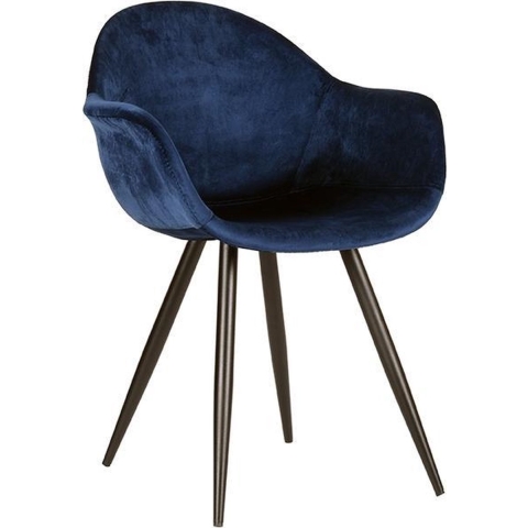 LABEL51 - Eetkamerstoel Forli - Blauw Fluweel - Zwart Metaal