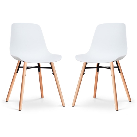 Nolon Nena-Pip Eetkamerstoelen Set van 2 - Wit - Houten Poten
