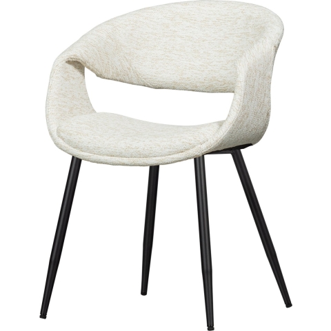 WOOOD Yossi Eetkamerstoelen Metalen Zwarte Poot - Naturel - Set van 2