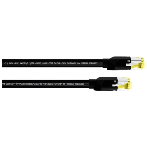 Cordial 15583 RJ45 Netwerkkabel, patchkabel CAT 7a S/FTP 20.00 m Zwart PUR-mantel 1 stuk(s)