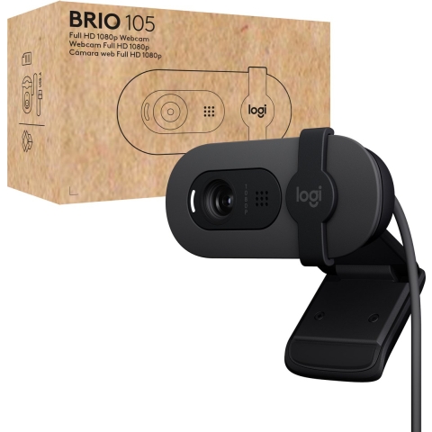 Logitech BRIO 105 Full HD-webcam 1920 x 1080 Pixel Geïntegreerd afdekpaneel, Microfoon