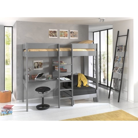 LUCEVI - Pino Hoogslaper + Bureau + Slaapfauteuil 90x200 cm - Grijs
