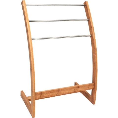 MSV Handdoeken ophangrek badkamer - bamboe hout - 57 x 35 x 85 cm