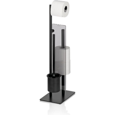 Kela - Toiletrol en WC-borstel Houder, 18 x 26 cm, Getint glas, Zwart