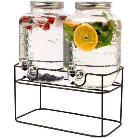 Cookinglife Dubbele Drankdispenser - met houder - 2 x 4 liter