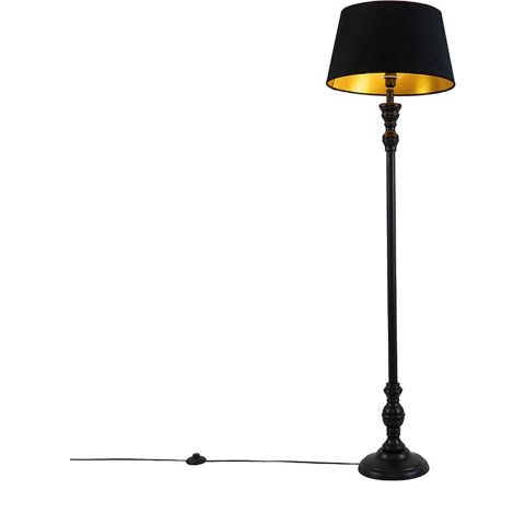 QAZQA Smart vloerlamp zwart met kap zwart met goud 45 cm incl. Wifi