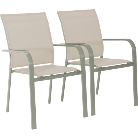 sweeek - Stapelen tuinstoelen van aluminium en textileen (Set van 2)