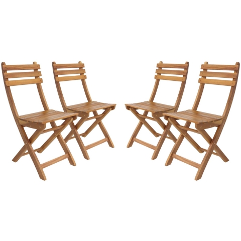 sweeek - Vouwbare acacia tuinstoel (Set van 4)