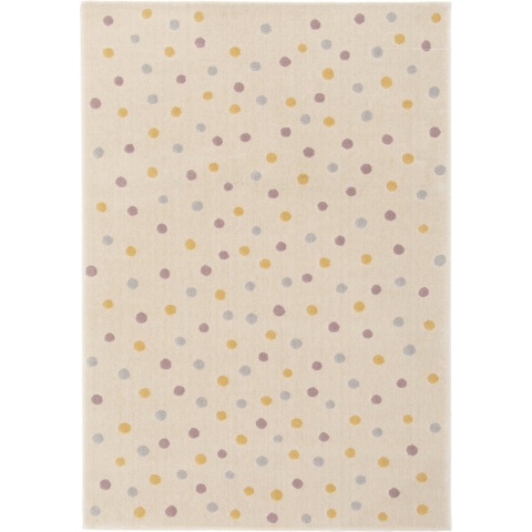 sweeek - Kindertapijt met stippen, crème, blauw, geel en paars