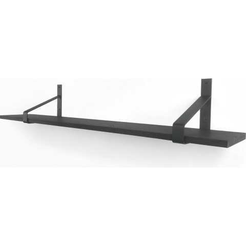Woodbrothers 18mm wandplank recht zwart 60cm in 20cm diepe dragers