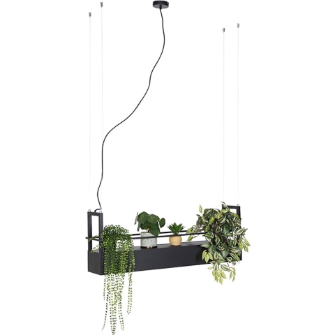 QAZQA Industriële hanglamp zwart met rek 4-lichts GU10 - Cage Rack