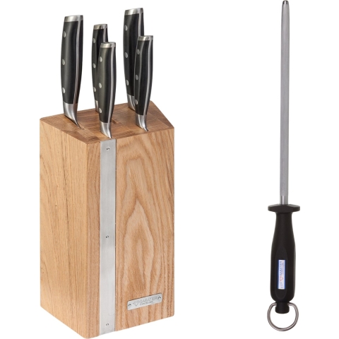 Diamant Sabatier Integra messenblok - 5-delig - RVS|POM - eikenhout