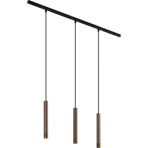 QAZQA Modern railsysteem met 3 hanglampen brons 1-fase - Slimline