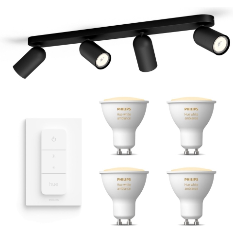 Philips Pongee Opbouwspot - Zwart 4 Lichtpunten