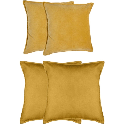 Bank/sierkussens huiskamer Sophia - set 4x stuks - Okergeel - polyester - met rits - In 2 formaten -