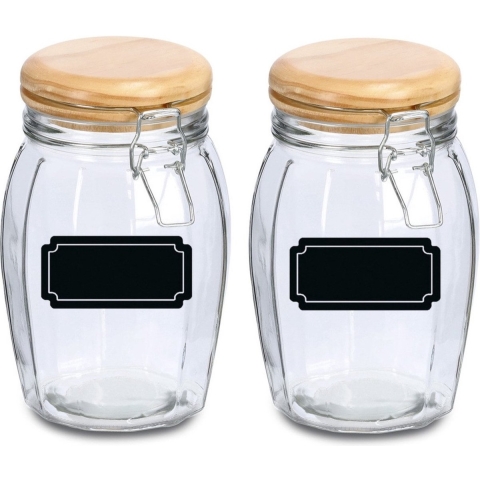Weckpotten/inmaakpotten - 4x - 1.2L - glas - met beugelsluiting - incl. etiketten -