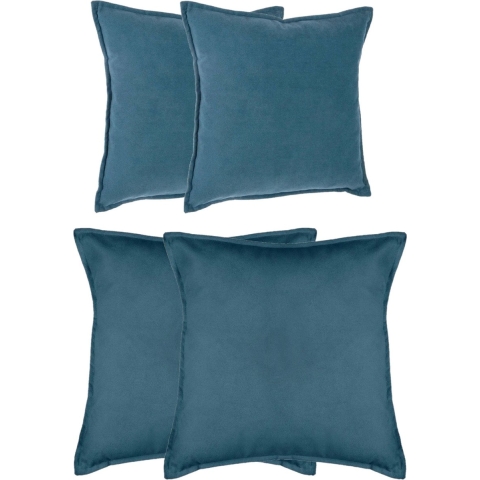 Bank/sierkussens huiskamer Sophia - set 4x stuks - Blauw - polyester - met rits - In 2 formaten -
