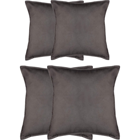 Bank/sierkussens huiskamer Sophia - set 4x stuks - Donkergrijs - polyester - met rits - 2 formaten -