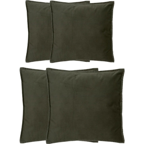 Bank/sierkussens huiskamer Sophia - set 4x stuks - Olijfgroen - polyester - met rits - In 2 formaten -