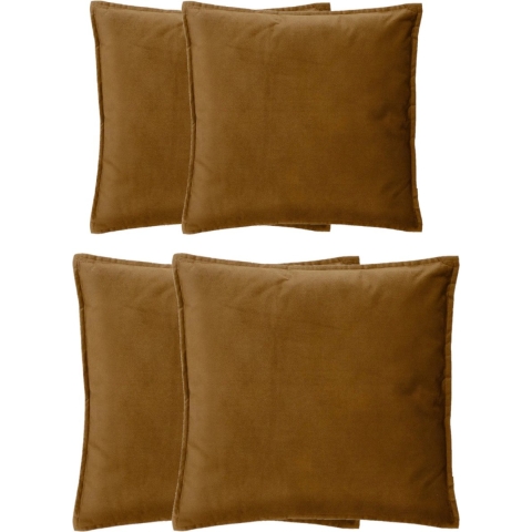 Bank/sierkussens huiskamer Sophia - set 4x stuks - Goud/bruin - polyester - met rits - In 2 formaten -