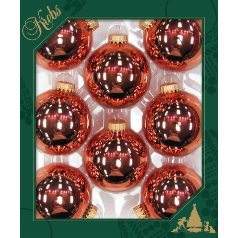 Krebs kerstballen - 24x - gepolijst koper kleur - D7 cm - glas - kerstversiering -