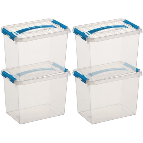 5x sunware q-line opberg box/opbergdoos - 9 liter - 30 x 20 x 22 cm - kunststof - transparant -