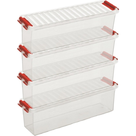 8x sunware q-line opberg box/opbergdoos - 1.3 liter - 27 x 8 x 9 cm - kunststof - transparant -