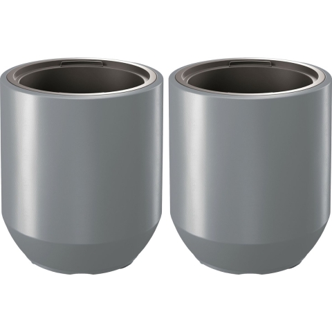Plantenpot/bloempot Sevilla - 2x - buiten/binnen - kunststof - lichtgrijs - D39 x H44 cm -