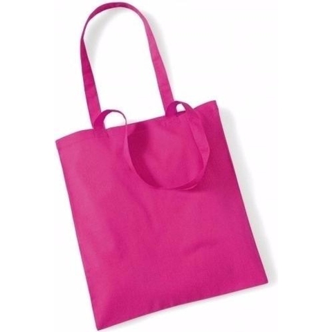 60x Katoenen schoudertassen draagtasjes fuchsia 42 x 38 cm -