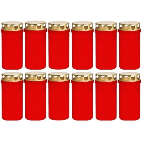 12x Rode grafkaarsen/gedenklichte met deksel 6 x 12,6 cm 2 dagen -