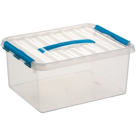4x sunware q-line opberg box/opbergdoos - 15 liter - 40 x 30 x 18 cm - kunststof - transparant -