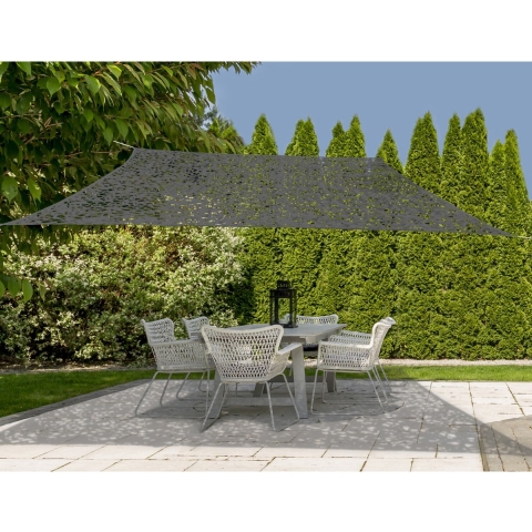 Schaduwdoek/zonnescherm rechthoekig antraciet camouflage 2 x 3 meter inclusief ophangaccessoires -