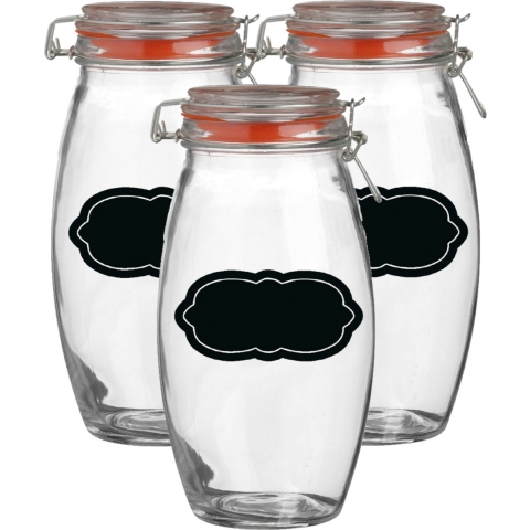 Weckpot/inmaakpot - 6x - 1.9L - glas - met beugelsluiting - incl. etiketten -