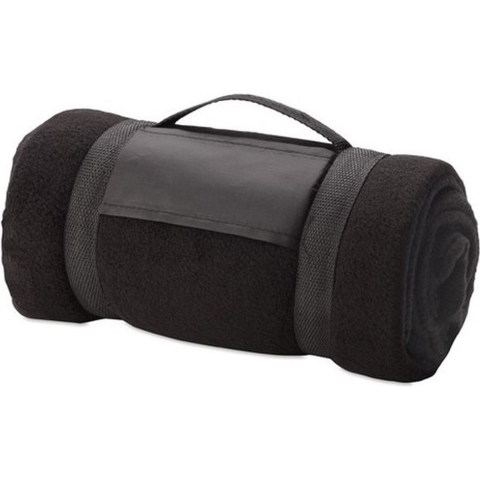 Fleece deken/plaid met afneembaar handvat - 6x - zwart - 160 x 130 cm - warme bank dekentje -