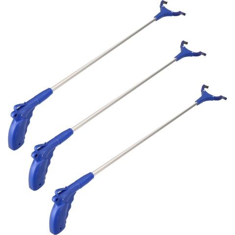 3x Aluminium zwerfvuilgrijper met anti-slip grijpvingers 100 cm -