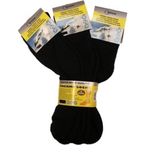 12 paar Thermo sokken zwart in maat 39-42 43/46 -