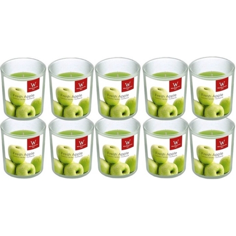 Trend Candles Geurkaars - 10x - in glas - Appel aroma - 25 branduren - 7 x 8 cm -