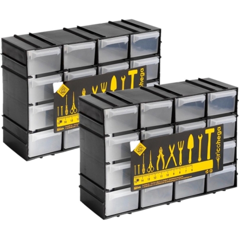 Sorteerbakjes spijkers/schroeven - 5x - 16 lades - 22 x 8 x 15 cm - opbergkastjes - ophangbaar -