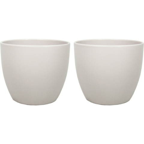 2x stuks bloempot mat taupe keramiek voor kamerplant H29 x D36 cm -