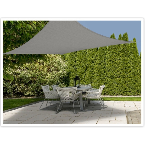 Schaduwdoek/zonnescherm vierkant grijs 3 x 3 meter inclusief ophangaccessoires -