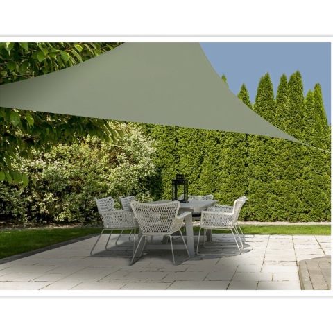 Schaduwdoek/zonnescherm driehoek groen 3,6 meter inclusief ophangaccessoires -