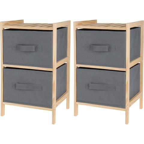 Badkamerkastje/opbergkastje - 2x stuks - 2-laags - 28 x 25 x 46 cm - hout -