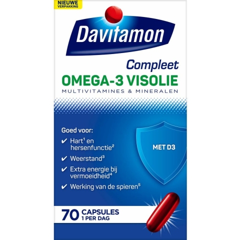 Gratis Verzending: 4x Davitamon Compleet Omega-3 Visolie 70 capsules